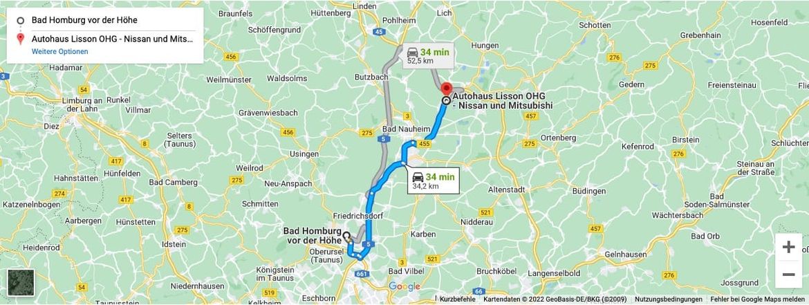 Anfahrt von Bad Homburg