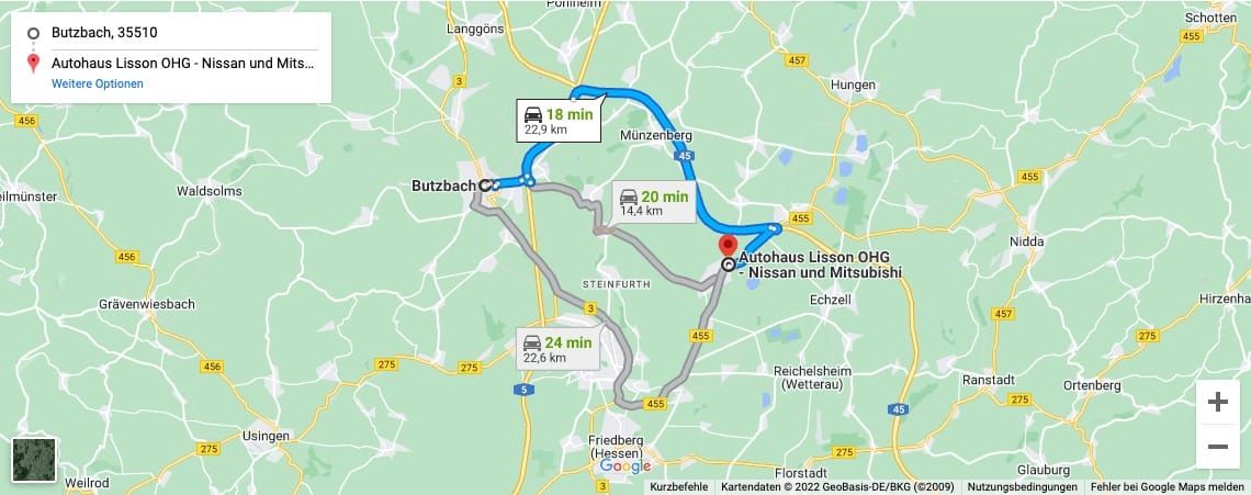 Anfahrt von Butzbach