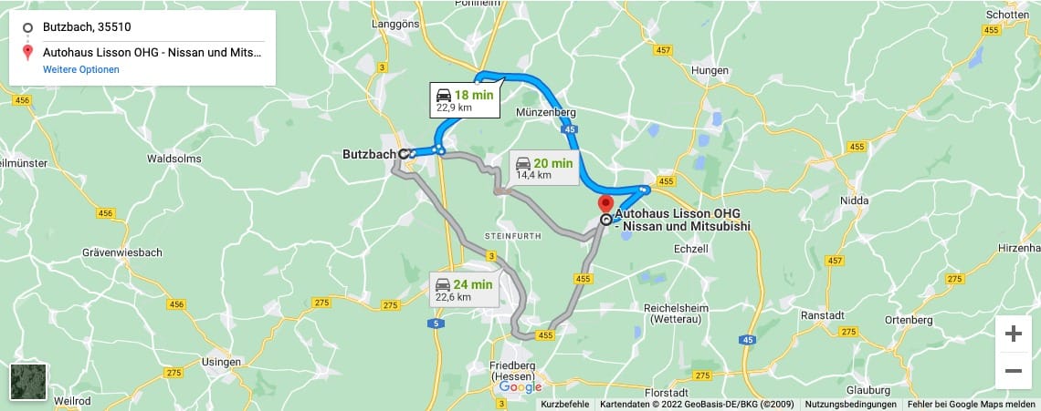 Anfahrt von Butzbach