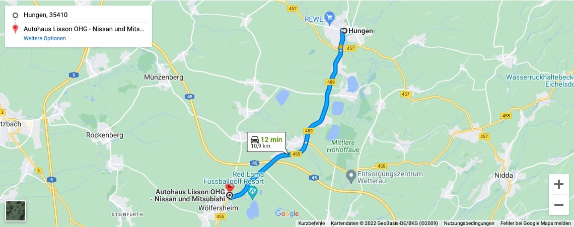 Anfahrt von Hungen