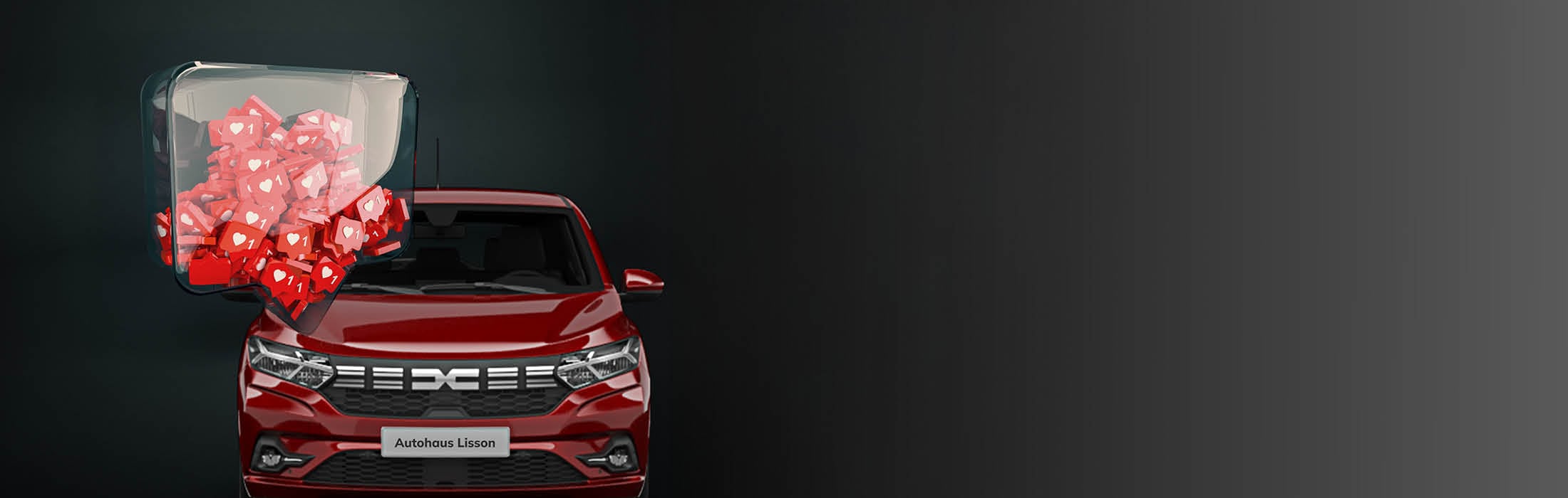 Eine rote Dacia mit einer Urne im Kofferraum; dazu ein Kommentar, der sehr viele Likes erhält.